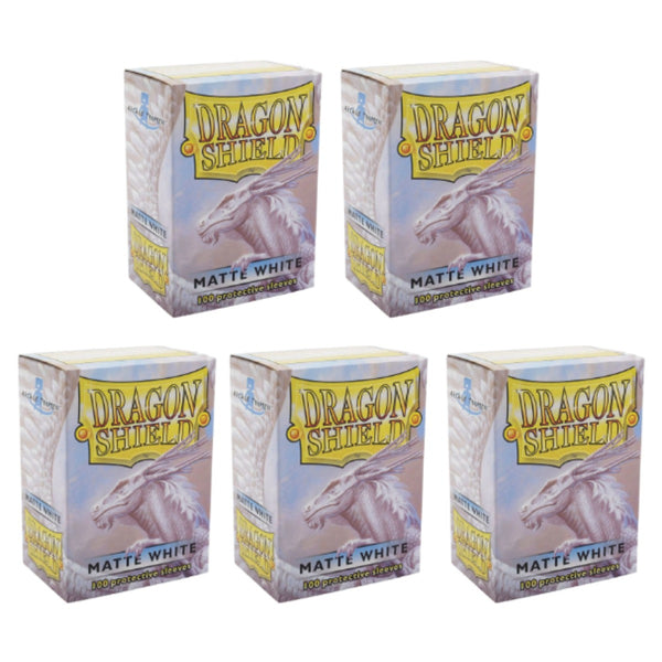 Dragon Shield Sleeves Standard Size Matte White 100 Ct 5 Packs ATM11005K2
