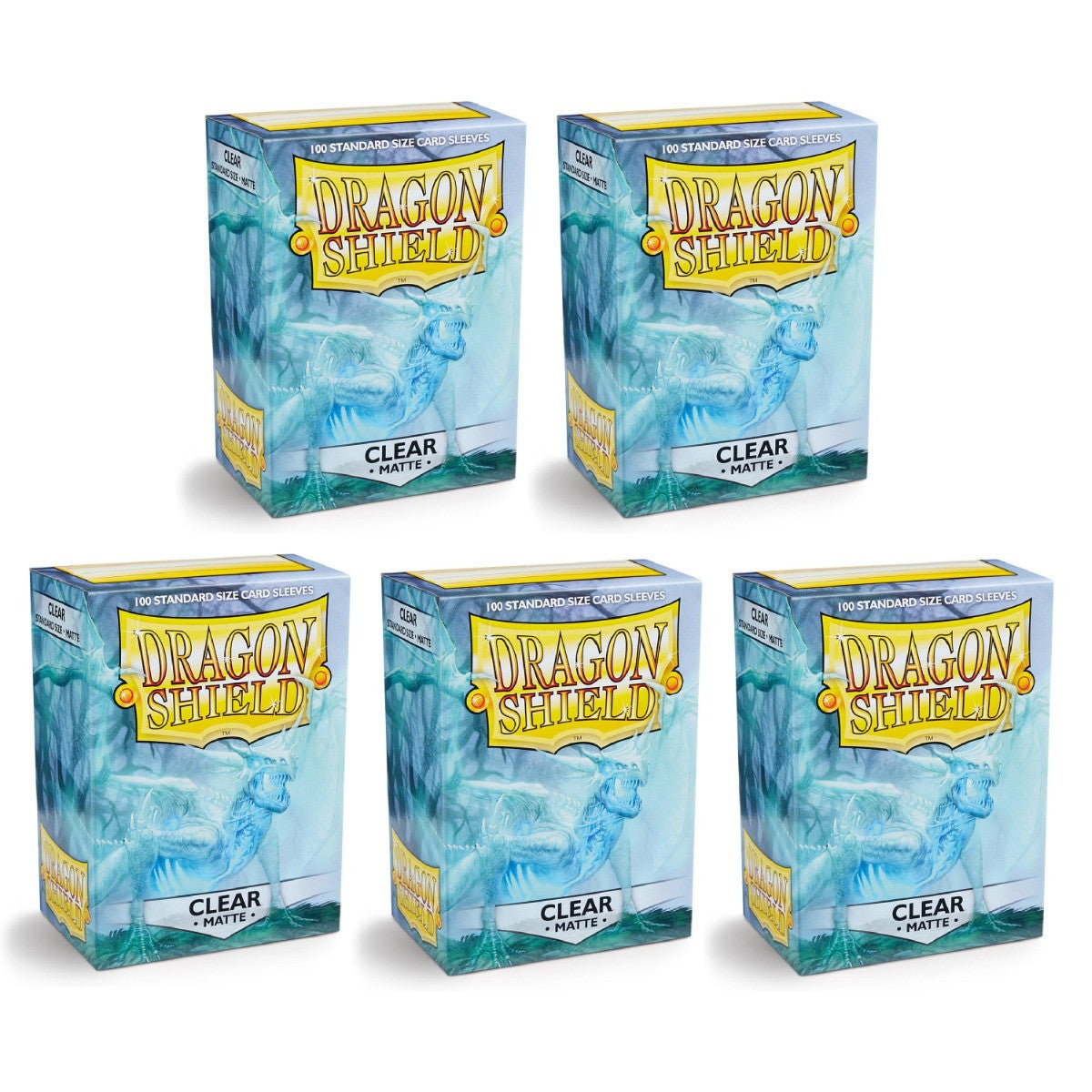 Dragon Shield Sleeves Standard Size Matte Clear 100 Ct 5 Packs ATM11001K2
