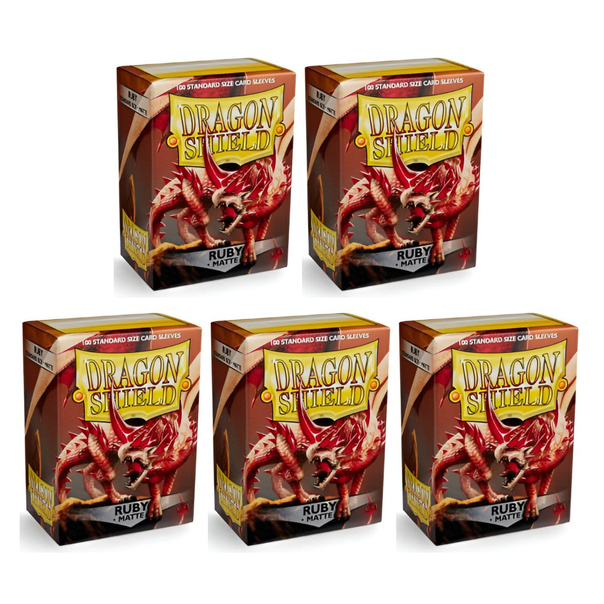 Dragon Shield Sleeves Standard Size Matte Ruby 100 Ct 5 Packs ATM11037K2
