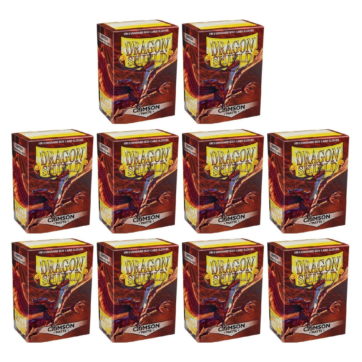 Dragon Shield Sleeves Standard Size Matte Crimson 100 Ct 10 Packs ATM11021K1