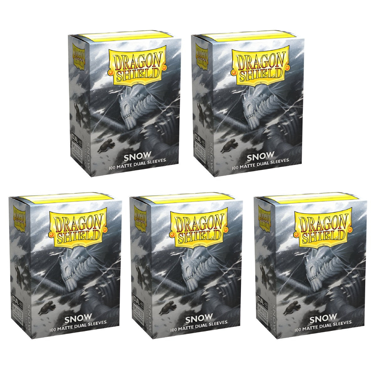 Dragon Shield Sleeves Standard Size Dual Matte Snow Nirin 100 CT 5 Packs ATM15005K3
