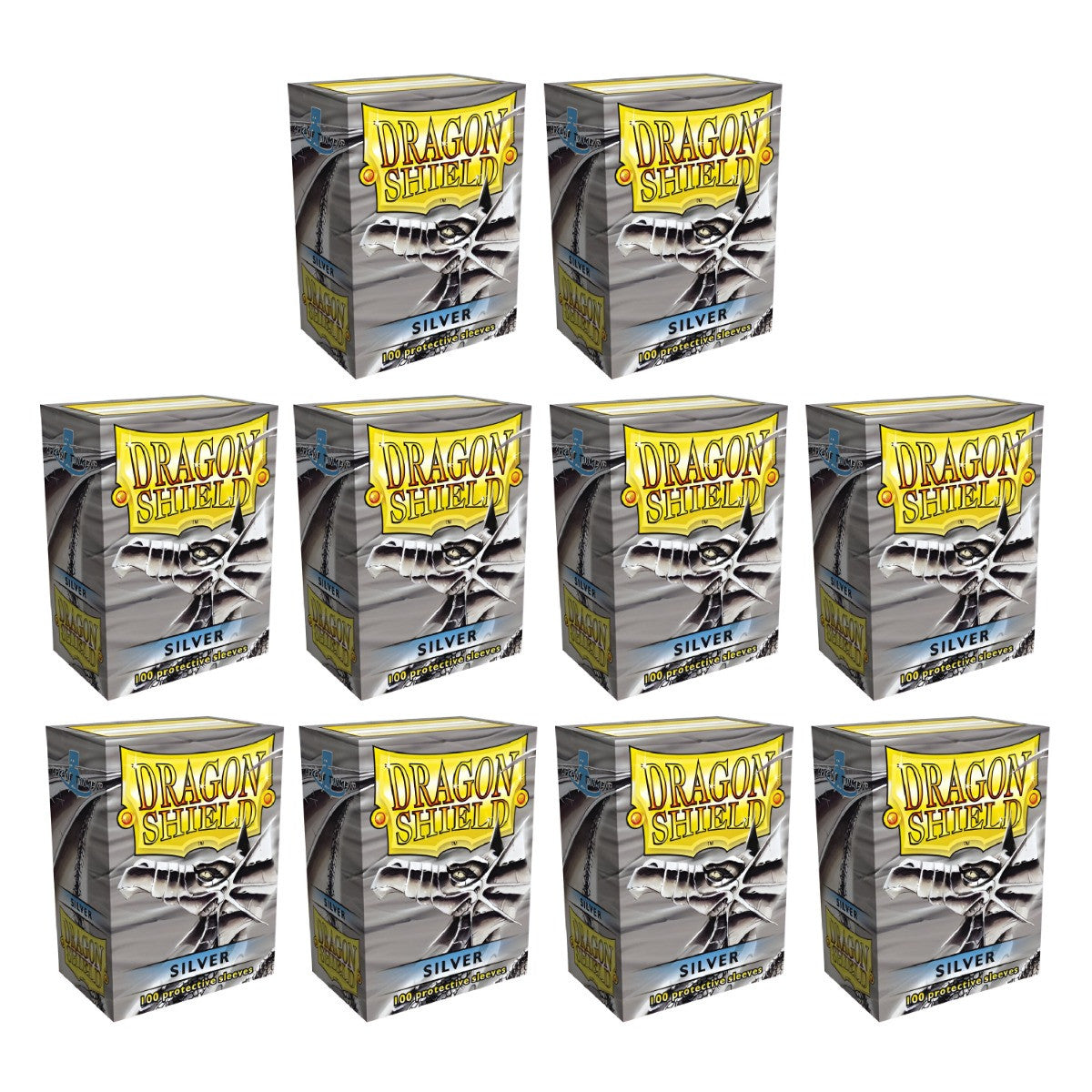 Dragon Shield Sleeves Standard Size Card Classic Silver 100 Ct 10 Packs ATM10008K1