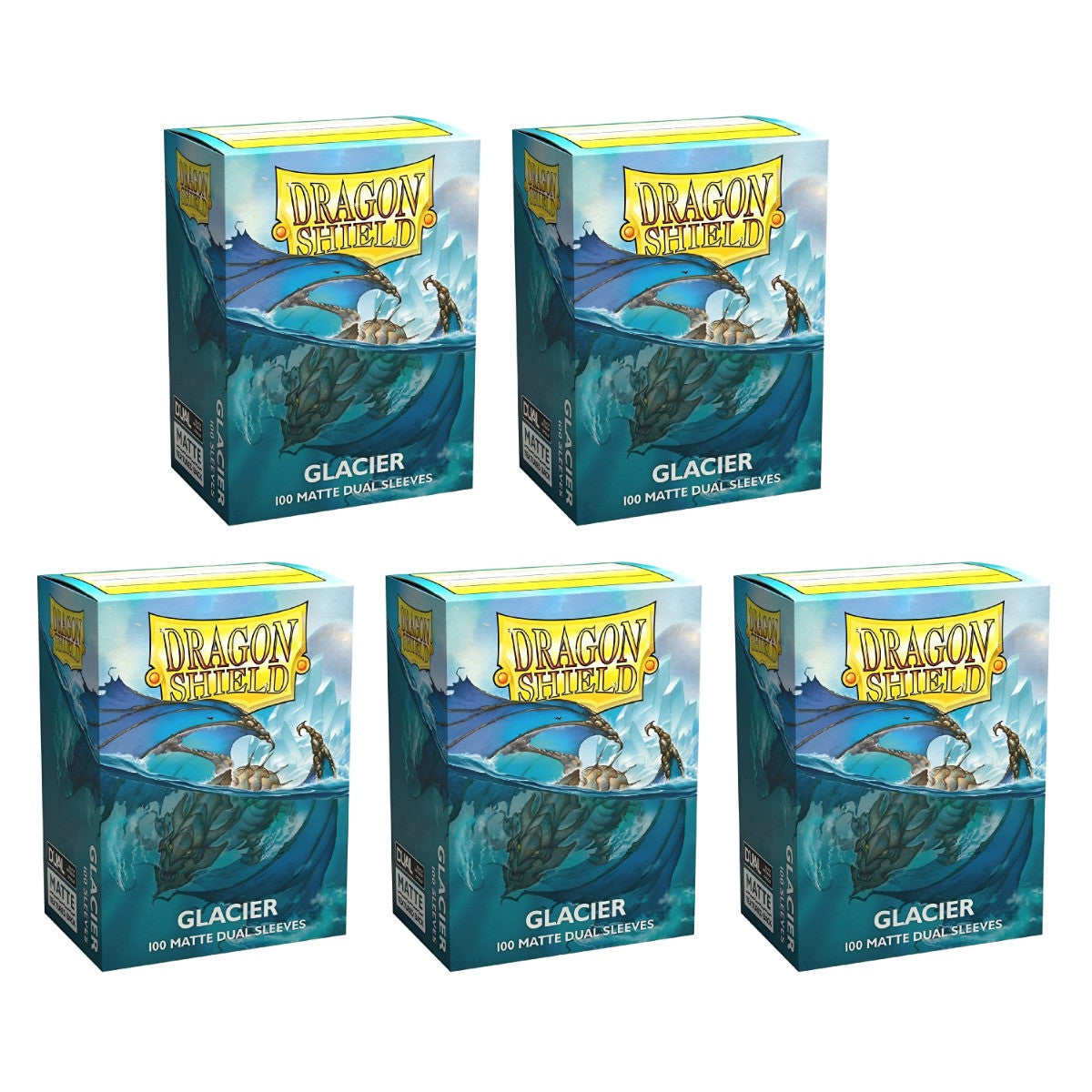 Dragon Shield Sleeves Standard Size Dual Matte Glacier Miniom 100 Ct 5 Packs AT-15031K2