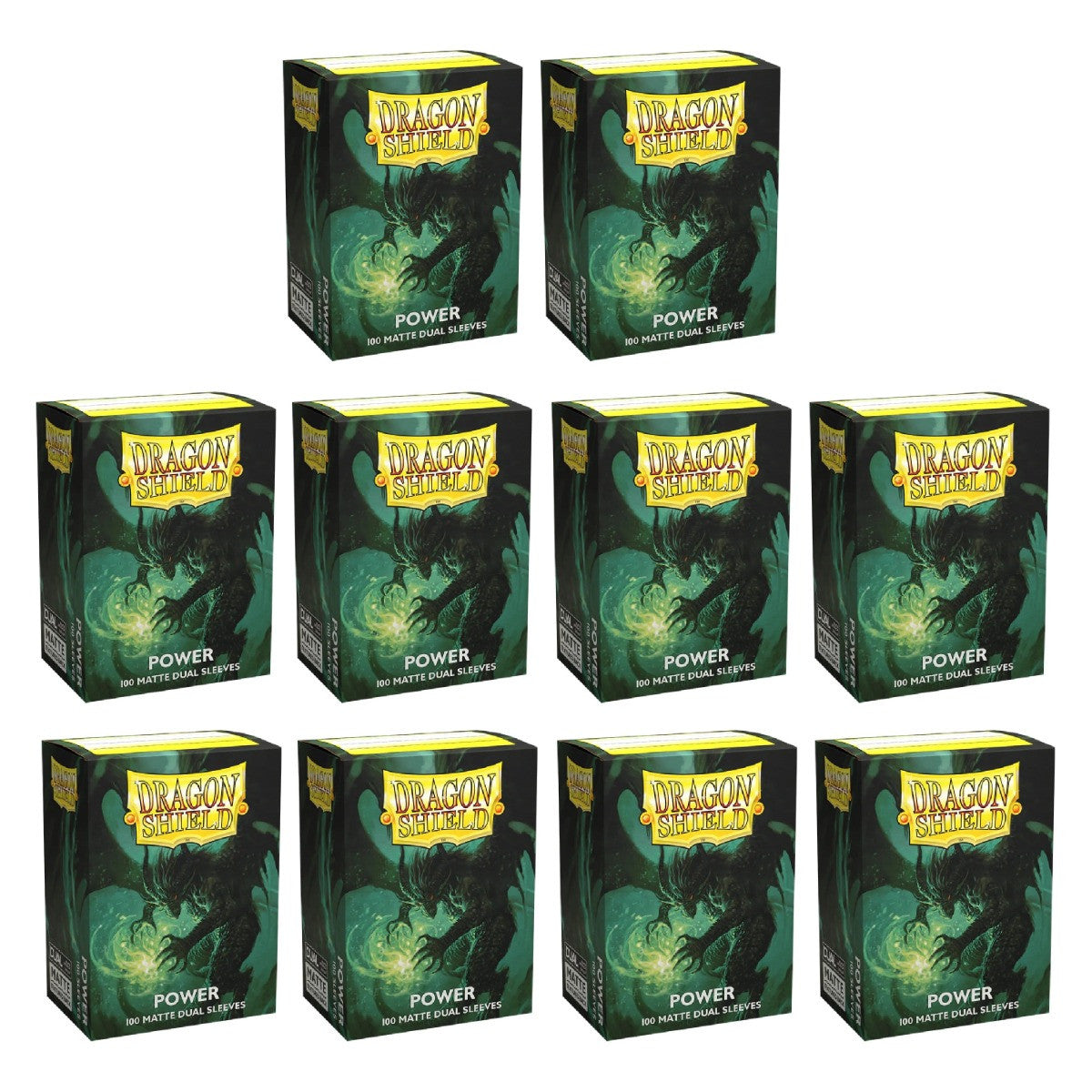 Dragon Shield Sleeves Standard Size Dual Matte Green/Power 100 Ct 10 Packs ATMDSH15063K1