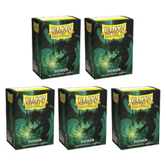 Dragon Shield Sleeves Standard Size Dual Matte Green/Power 100 Ct 5 Packs ATMDSH15063K2