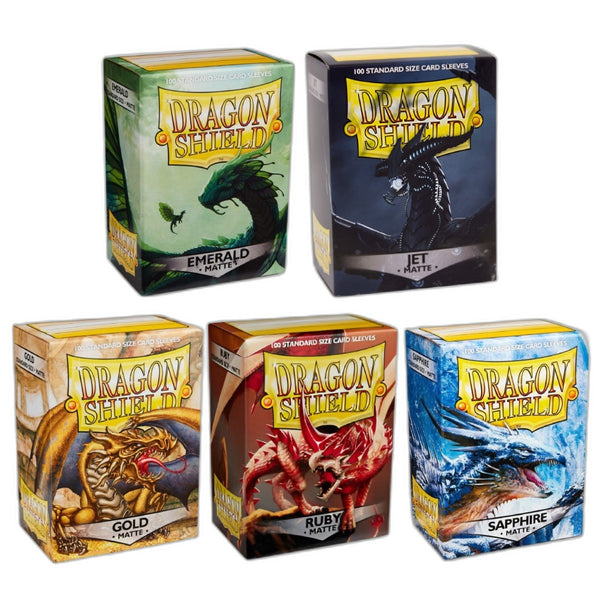 Dragon Shield Sleeves Standard Size Gold, Jet, Emerald, Ruby, Sapphire 100ct 5 Packs ATM11006K3