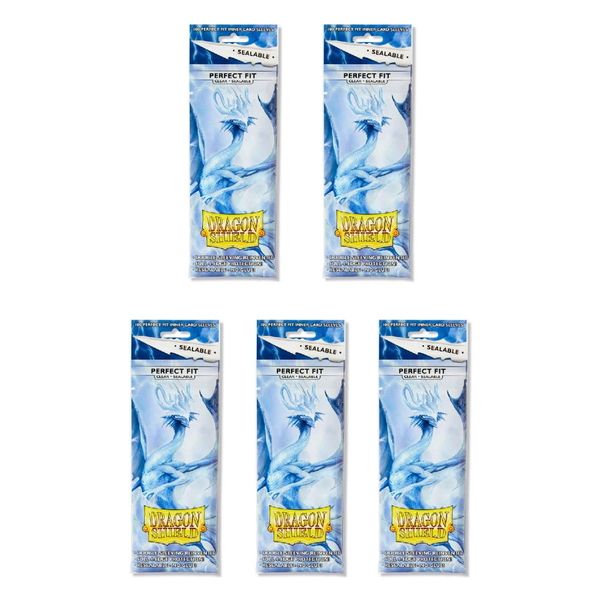 Dragon Shield Sleeves Perfect Fit Sealable Clear 100 Ct 5 Packs ATM13201K1