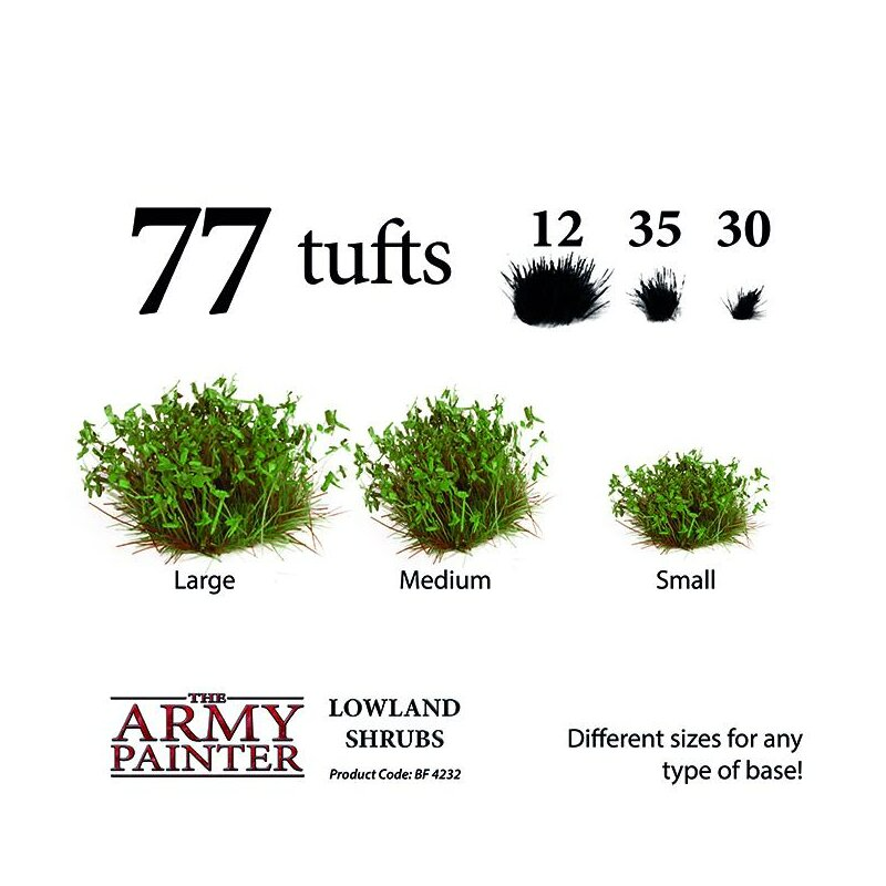 The Army Painter Battlefield Lowland Shrubs 77 Tuft in 3 Sizes BF4232